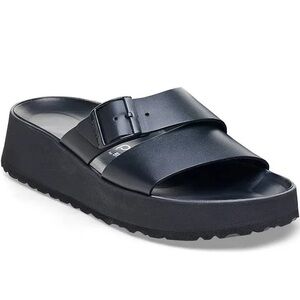 NWOT Birkenstock Black Leather Platform Sandals, Size 40.
